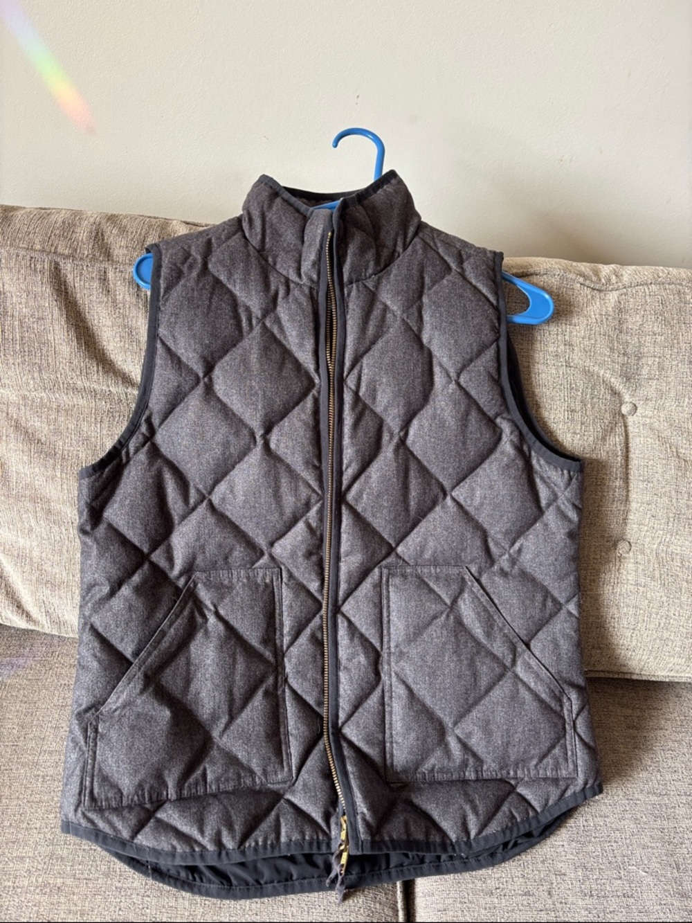 J. Crew Quilted Vest in Charcoal and Black